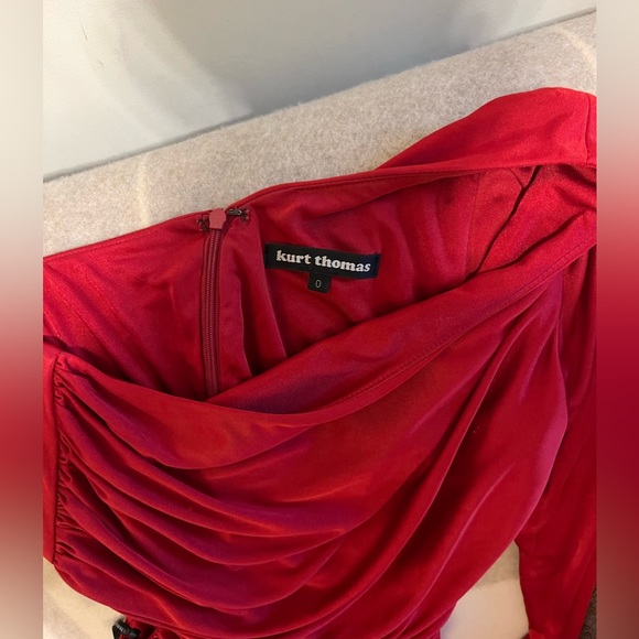 Red one shoulder long sleeve maxi dress - Picture 13 of 14